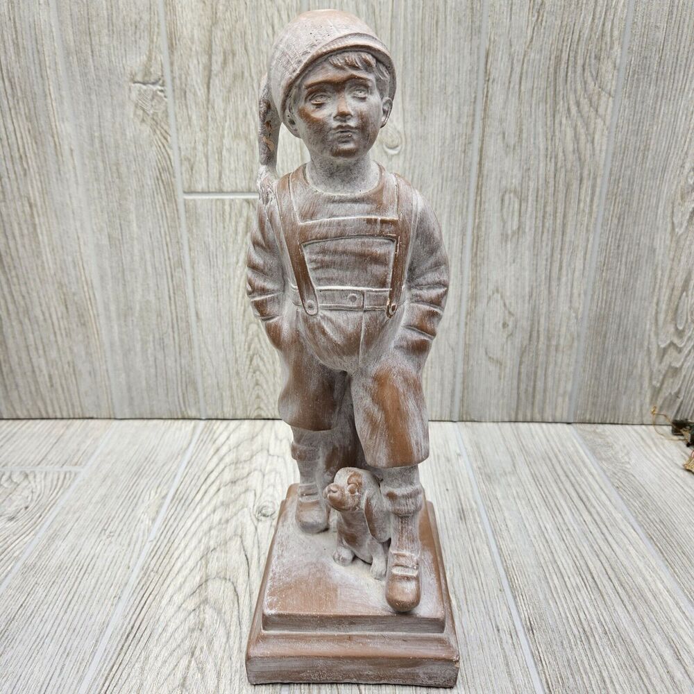 Vintage Anne-Jo Boy With Dog‎ Puppy Statue Figurine 813-A Garden Grove, CA